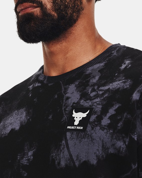 เสื้อคอกลม Project Rock Rival Fleece Disrupt Printed สำหรับผู้ชาย in Black image number 3